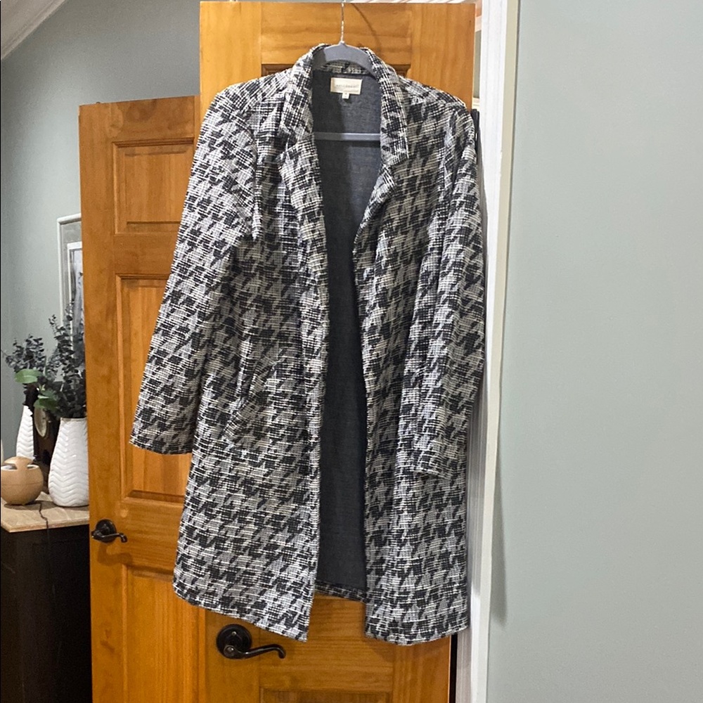 MELLODAY Black and White Houndstooth Blazer